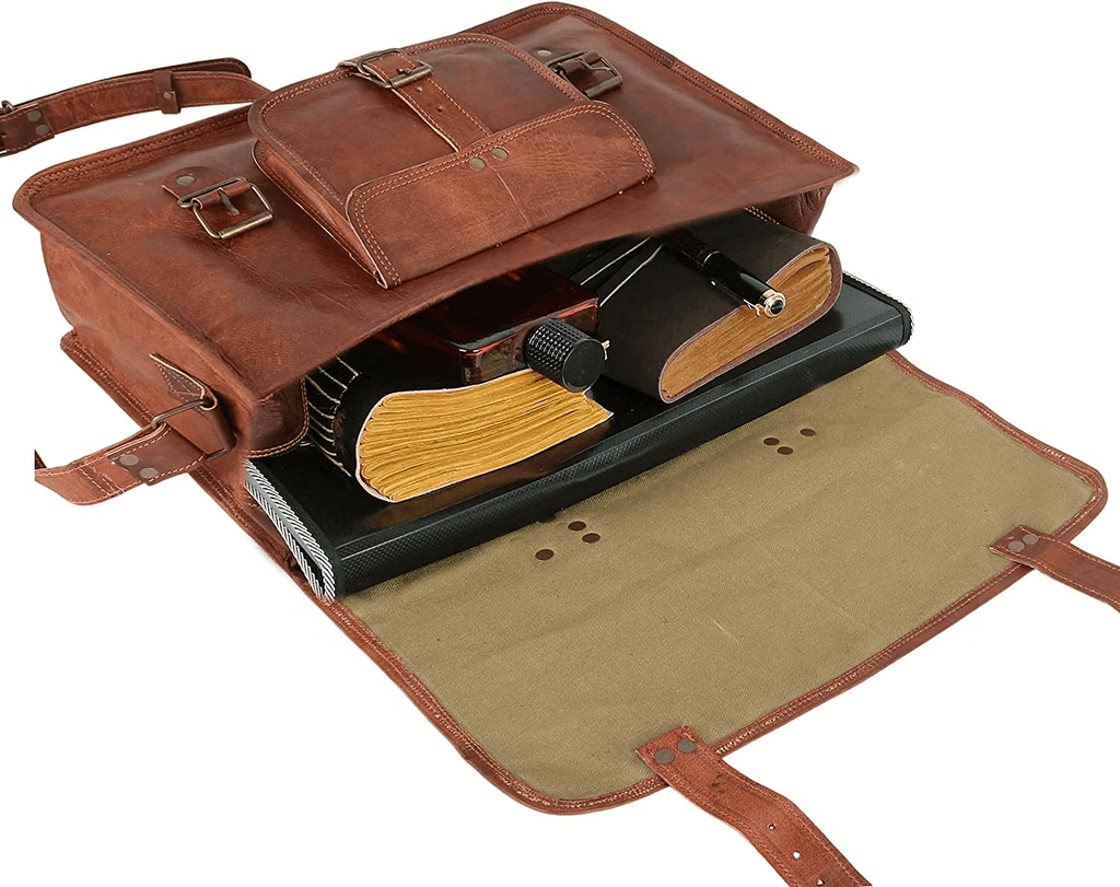 Craftshades – 15 Inch | Classic Handcrafted Goat Leather Laptop Bag | 100% Genuine Leather