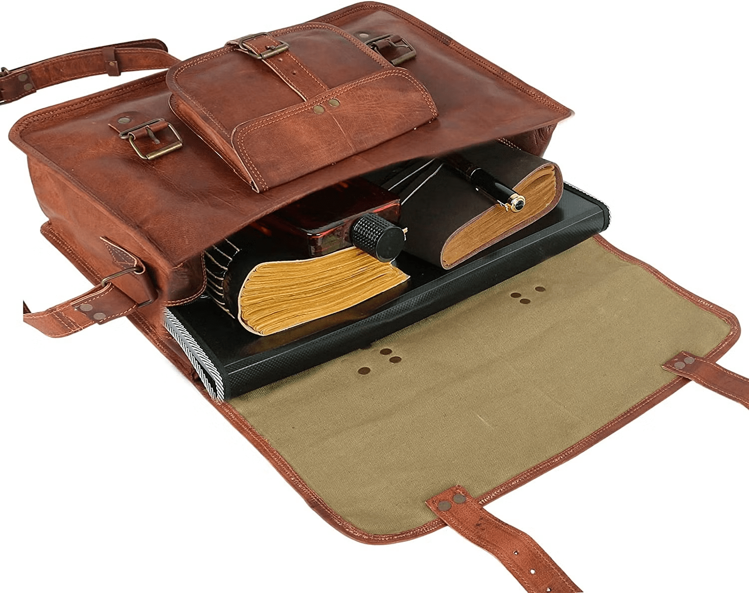 Craftshades – 15 Inch | Classic Handcrafted Goat Leather Laptop Bag | 100% Genuine Leather