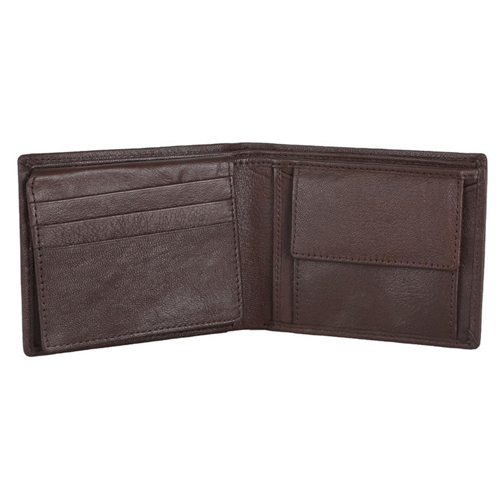 Mens Wallet Buff Dark Brown