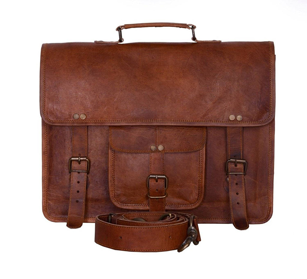 Craftshades – Vintage Single Pocket 18″13 Handcrafted Leather Laptop Bag | 100% Genuine Leather