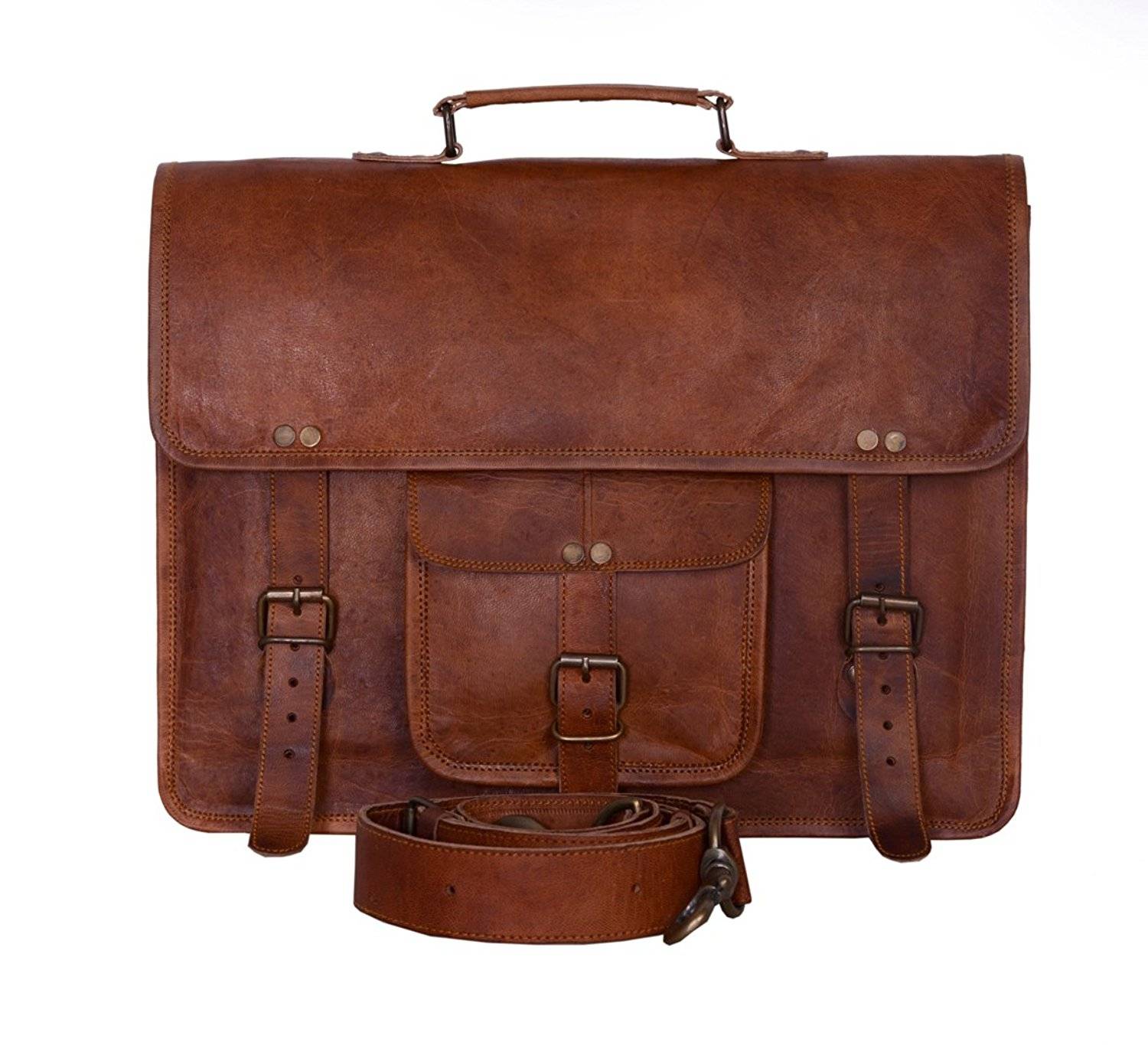 Craftshades – Vintage Single Pocket 18″13 Handcrafted Leather Laptop Bag | 100% Genuine Leather