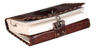 CraftShades - Leather Diary with Antique Green Stone Handmade Leather Bound Diary for Men and Women Unlined 5×7 inches Size 200 Pages Travel Diary with Antique Lock Best Choice of Gift for Raksha Bandhan Day (Green Stone)