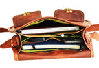 CraftShades -9*11 Inch cross body double pocket sling goat leather bag for boys &amp; girls