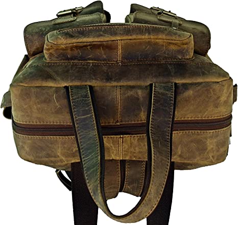 Craftshades Vintage Handmade Leather Messenger Bag for Laptop Briefcase Best Computer Satchel School Distressed Bag 18 inches (Brown)