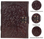 CraftShades- Handmade Leather Diary Embossed with star, journey &amp; double wolf Diary with Antique Lock for Artist Sketchbook, Scrapbook, Drawing, Writing etc .Size 5 * 7 inch (DOUBLE WOLF)