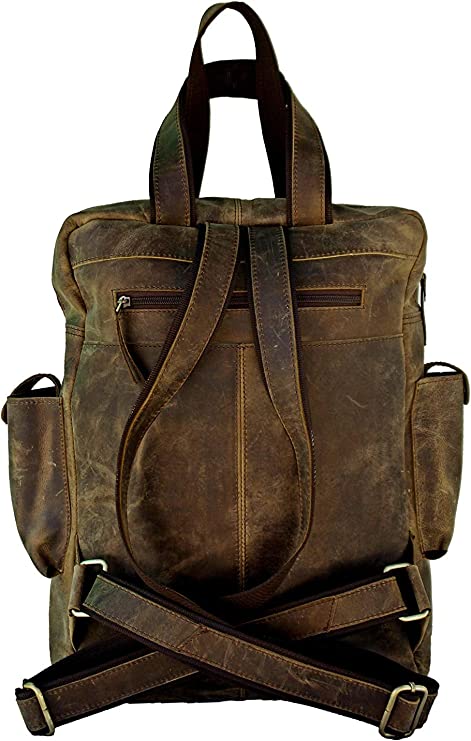 Craftshades Vintage Handmade Leather Messenger Bag for Laptop Briefcase Best Computer Satchel School Distressed Bag 18 inches (Brown)
