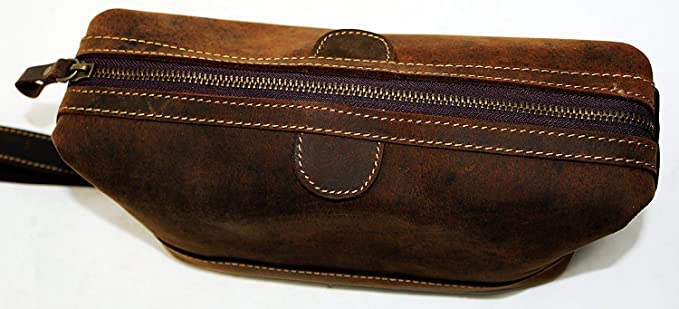 Men's Buffalo Genuine Leather Toiletry Bag Dopp Kit Shaving Bags