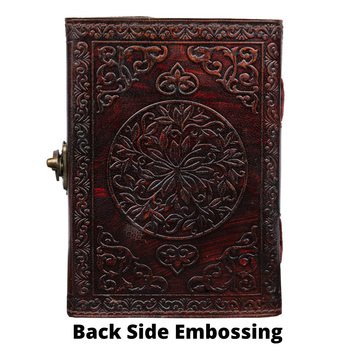 CraftShades - Leather Diary for Men &amp; Women with Semi Precious Stone &amp; Antique Buckle Lock, 240 Unlined 125 GSM Thick Papers Best for Artist Scrapbook, Drawing, Writing Size 5×7 inch (Brown)