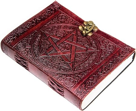 Craftshades -Handmade Leather Diary Embossed with star, journey &amp; double wolf Diary with Antique Lock for Artist Sketchbook, Scrapbook, Drawing, Writing etc .Size 5 * 7 inch 
