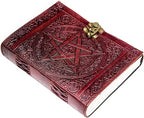 Craftshades -Handmade Leather Diary Embossed with star, journey &amp; double wolf Diary with Antique Lock for Artist Sketchbook, Scrapbook, Drawing, Writing etc .Size 5 * 7 inch 