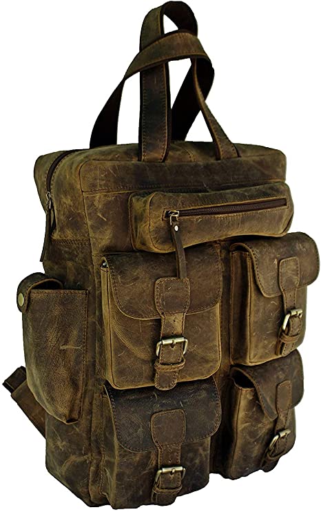 Craftshades Vintage Handmade Leather Messenger Bag for Laptop Briefcase Best Computer Satchel School Distressed Bag 18 inches (Brown)