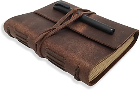 Craftshades Leather Journal Writing Notebook - Genuine Leather Bound Daily Notepad for Men &amp; Women