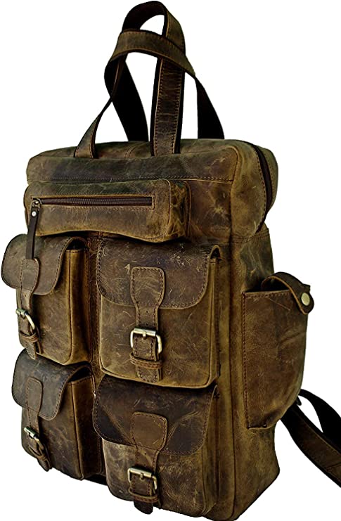 Craftshades Vintage Handmade Leather Messenger Bag for Laptop Briefcase Best Computer Satchel School Distressed Bag 18 inches (Brown)