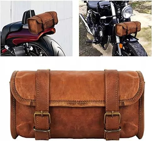 CraftShades Leather Motorcycle Brown Side Round bags