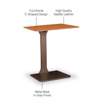 Garett Brown-Grey Leather Side &amp; End Table