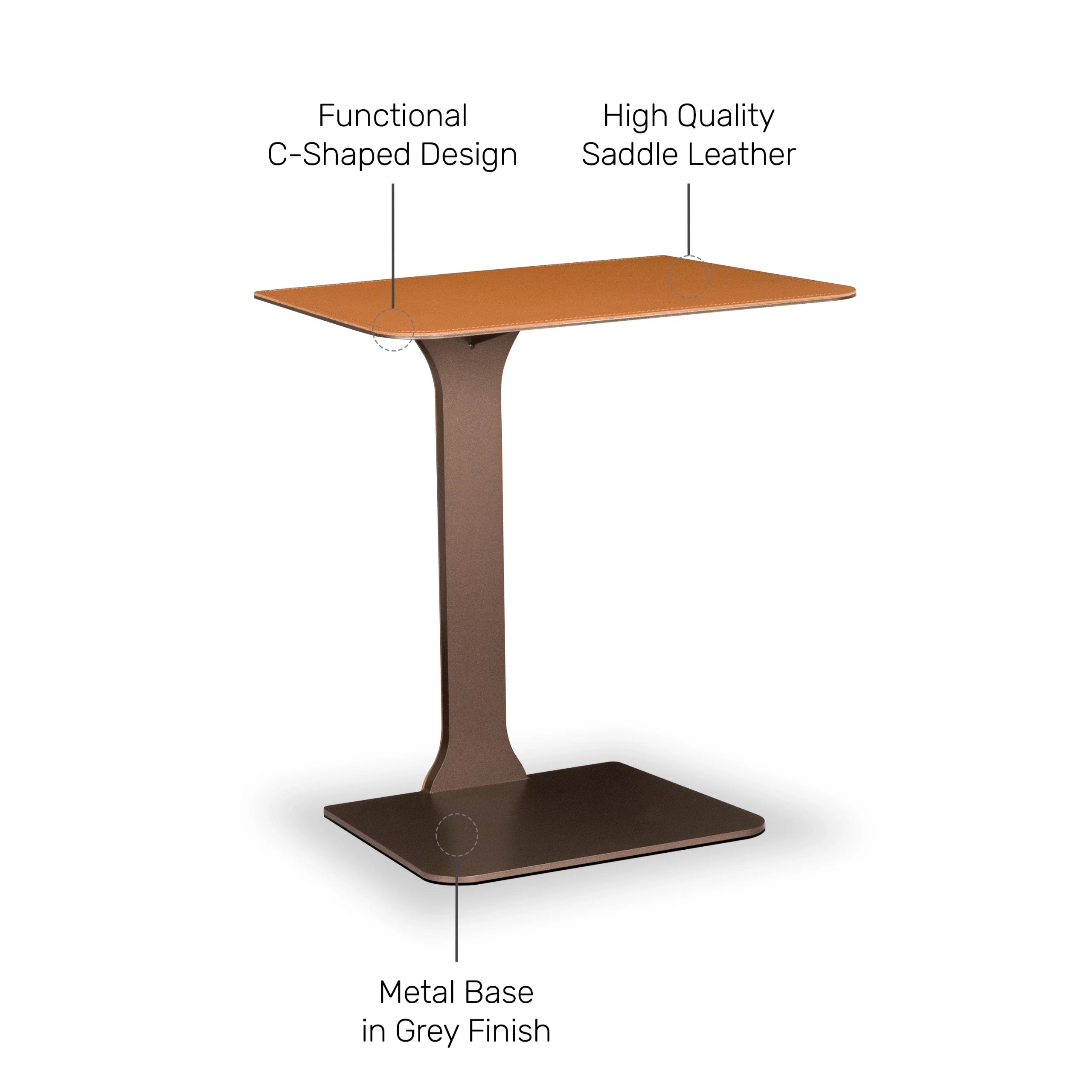 Garett Brown-Grey Leather Side &amp; End Table