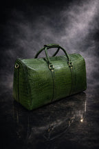 Forest Green Embossed Genuine Leather Duffle Bag