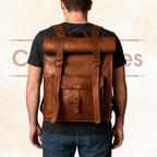 Craftshades - 12 x 16 x 20 Inch 100% Genuine Roll Leather Shoulder Backpack | Unisex