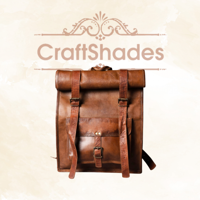 Craftshades –  Roll Top Leather Backpack | 100% Genuine Leather | Unisex