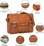 Craftshades 11×15×4″ Vintage Goat Leather Satchel Bag