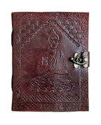 Craftshades – Metal Lock Brown Engraved Gautam Buddha  Design 7″5 Handcrafted Leather Journal/Diary 100 page | 200% Genuine Leather