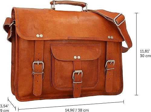 Craftshades 11×15×4″ Vintage Goat Leather Satchel Bag