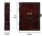 CraftShades- Handmade Leather Diary Embossed with Skull. Antique Lock Closure. Pefect for Artist Sketchbook, Scrapbook, Drawing, Writing etc. Brown Colour Size 5×7 inch (Skull)