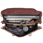 Craftshades –  13 Inch Single Pocket Double Strip Handcrafted Satchel Goat Leather Bag | 100% Genuine Leather