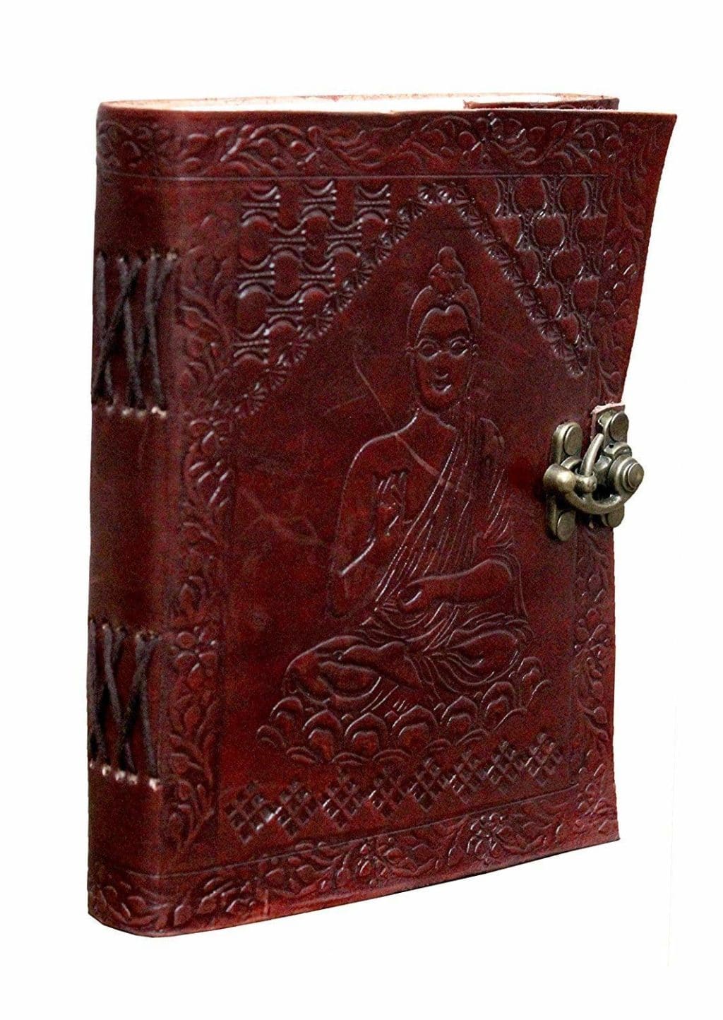Craftshades – Metal Lock Brown Engraved Gautam Buddha  Design 7″5 Handcrafted Leather Journal/Diary 100 page | 200% Genuine Leather