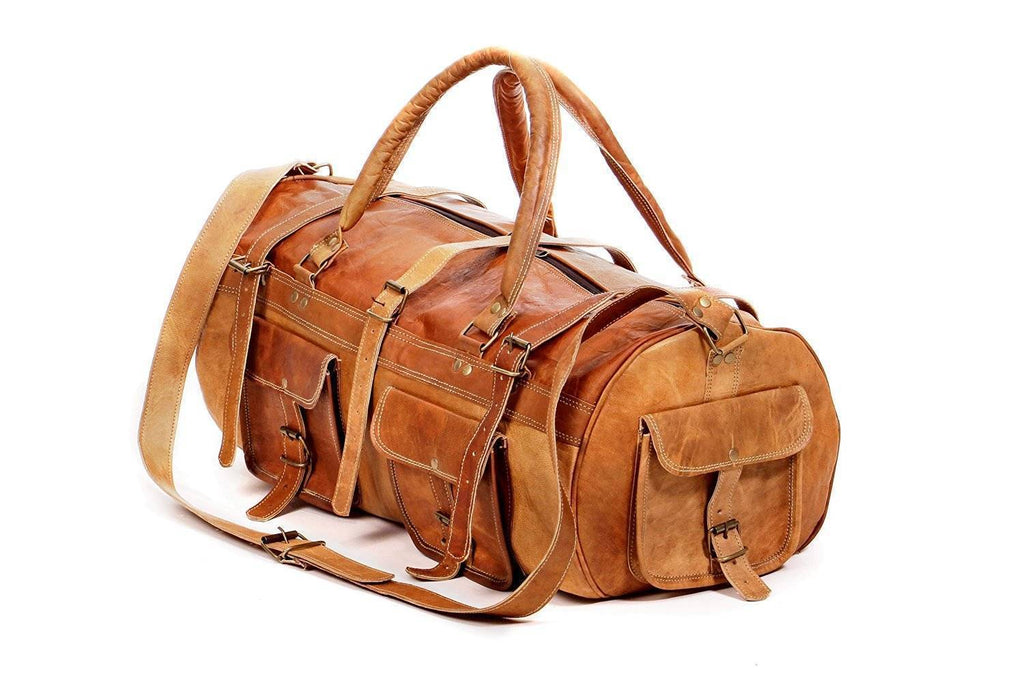 Craftshades – Multiple Pockets 24 Inch Handcrafted Leather Duffle Bag | 100% Genuine Leather