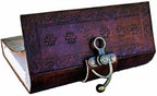 Handcrafted Leather Journal – Peacock Engraved, Lock (7x5", Brown)