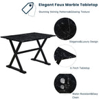 Elegant 5-Piece Solid Wood Dining Set with Faux Marble Top