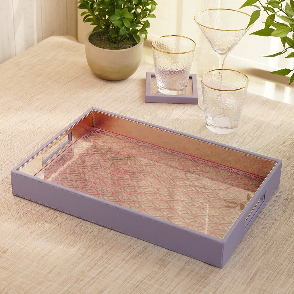 Purple &amp; Pink Dual-Toned Faux Leather Tray