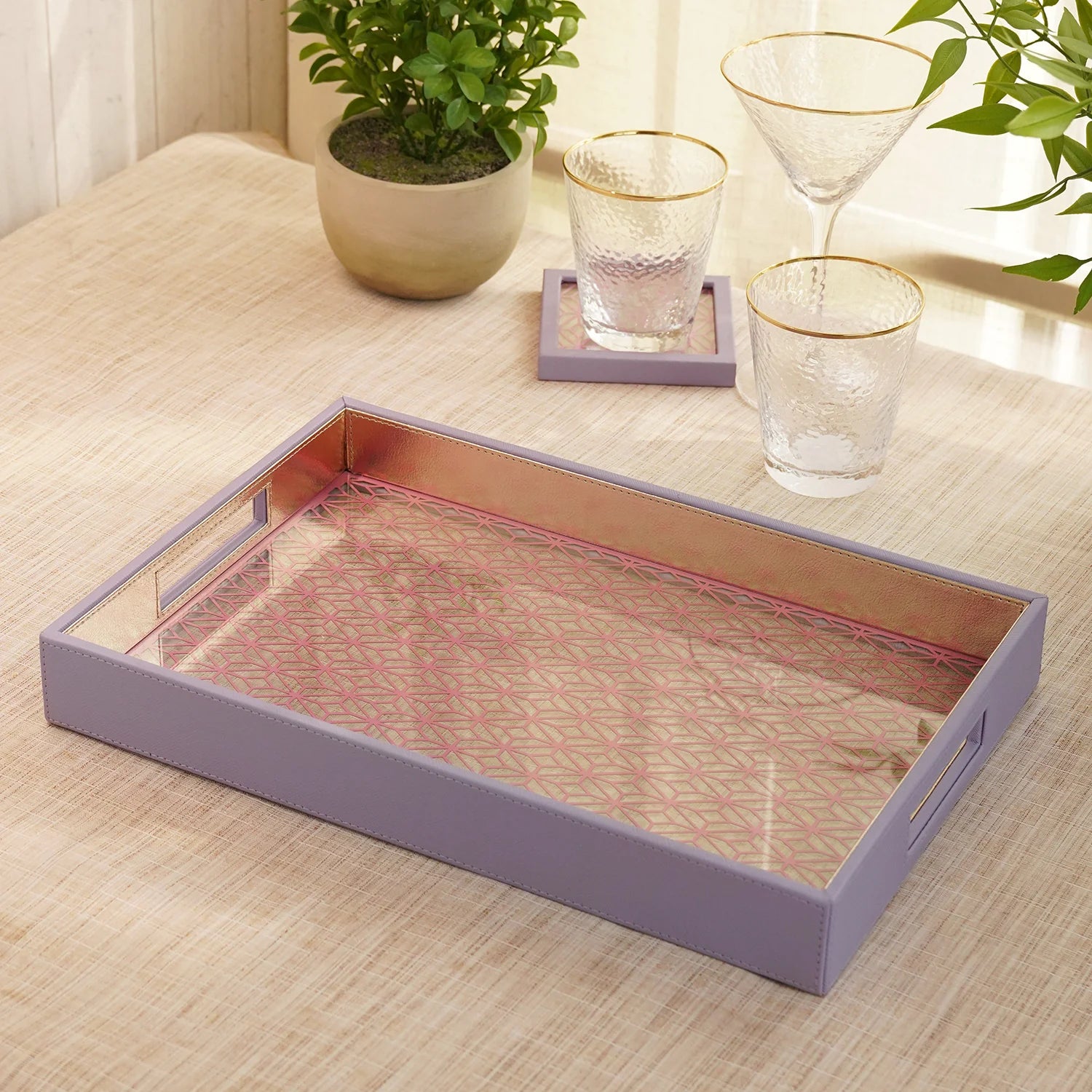Purple &amp; Pink Dual-Toned Faux Leather Tray