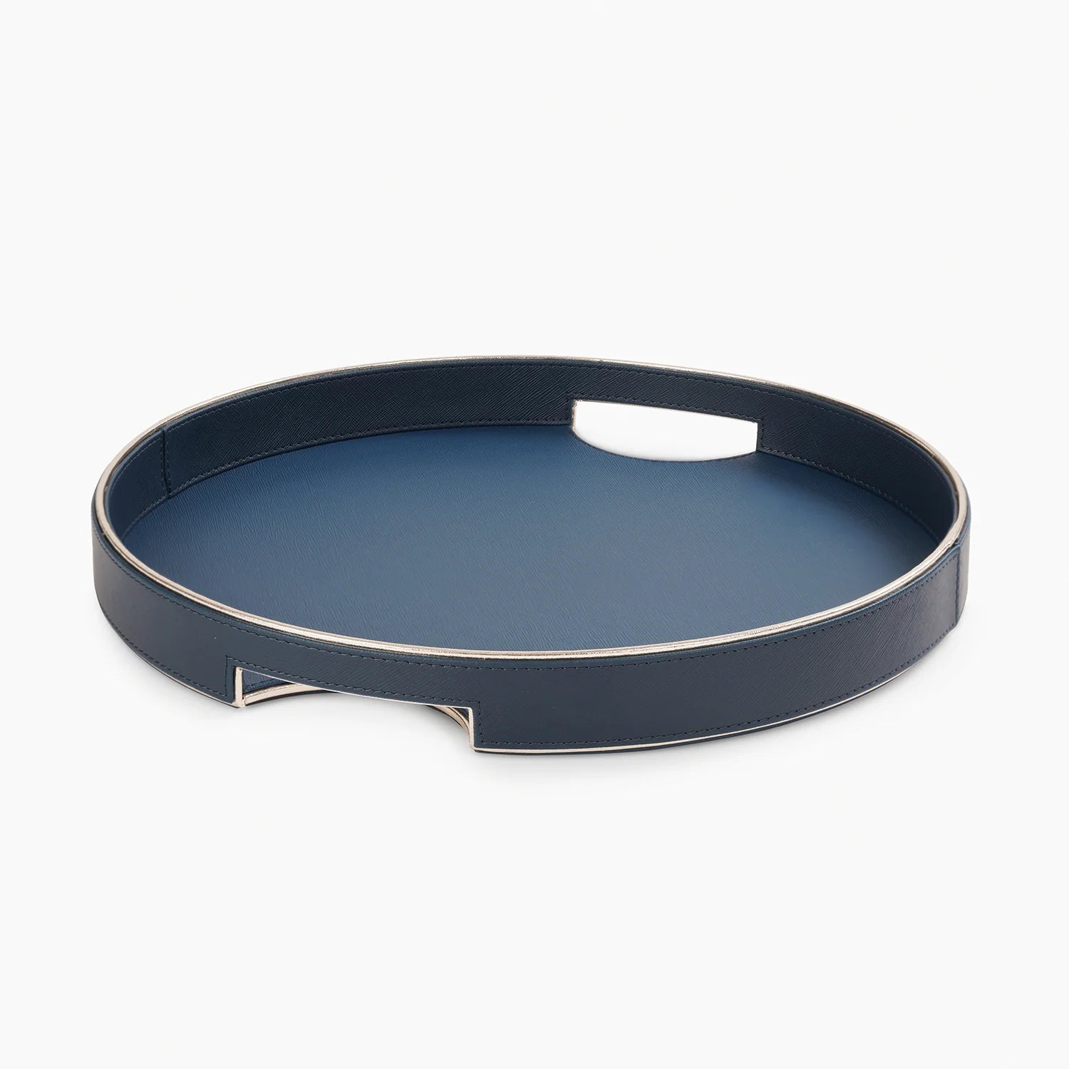 Green Faux Leather Round Serving Tray – Large