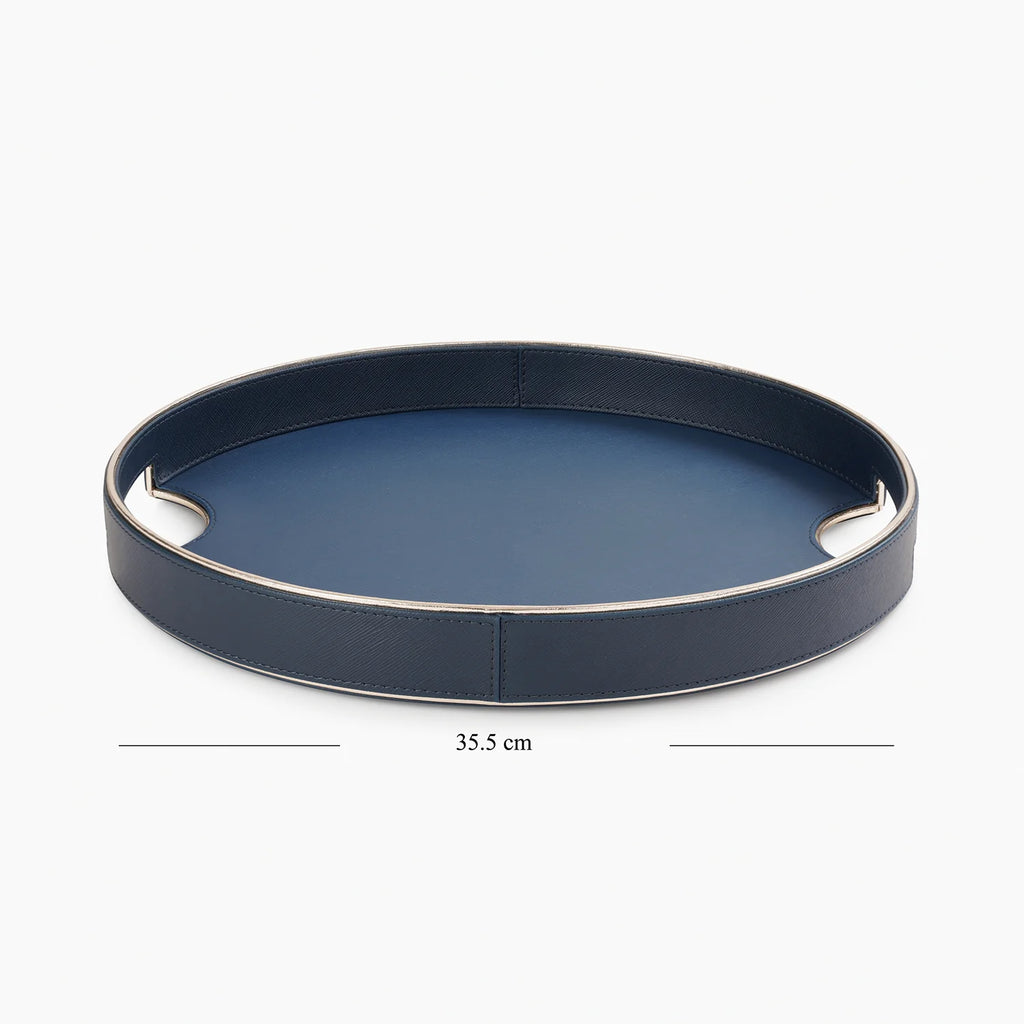 Green Faux Leather Round Serving Tray – Large