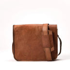Craftshades - 11x15 Half Flap Genuine Goat Leather Messenger (Brown Tan)