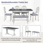 Mid-Century 6-Piece Trestle Dining Set with Victorian Upholstery
