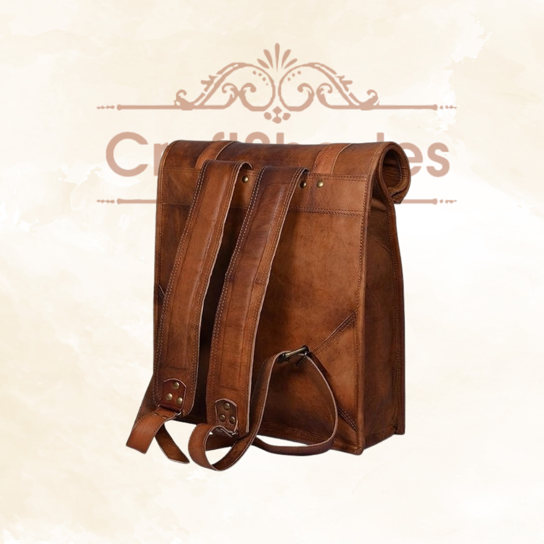 Craftshades –  Roll Top Leather Backpack | 100% Genuine Leather | Unisex