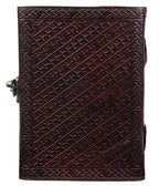 CraftShades- Handmade Leather Diary Embossed with star, journey &amp; double wolf Diary with Antique Lock for Artist Sketchbook, Scrapbook, Drawing, Writing etc .Size 5 * 7 inch (WOLF WITH STONE)