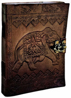 Craftshades – Metal Lock Vintage Brown Embossed Elephant Design 7″5 Handcrafted Leather Journal/Diary 200 page | 100% Genuine Leather