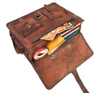 Craftshades – 15″ With Pocket Handcrafted Messenger Goat Leather Bag (Brown) | 100% Genuine Leather