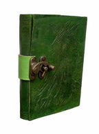 Craftshades – Metal Lock Dark Green Embossed Design 7″5 Handcrafted Leather Journal/Diary 200 page | 100% Genuine Leather