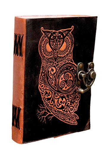 Craftshades – Metal Lock Orange Owl Design 7″5 Handcrafted Leather Journal/Diary 200 page | 100% Genuine Leather