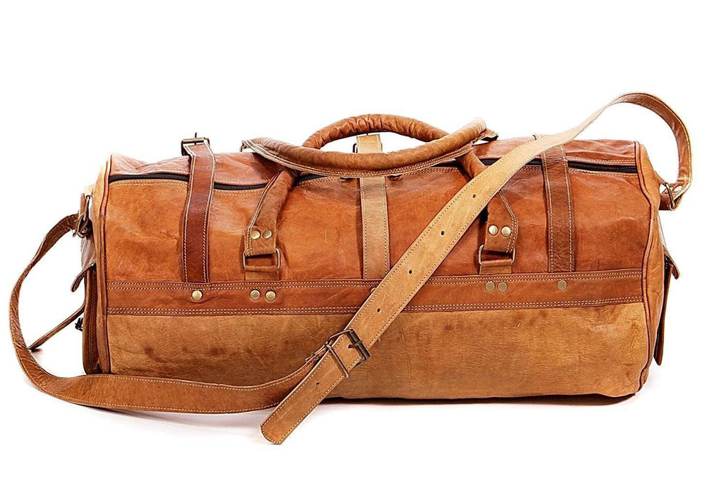 Craftshades – Multiple Pockets 24 Inch Handcrafted Leather Duffle Bag | 100% Genuine Leather