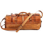 Craftshades - 3 Outer Pockets 24" (Expandable) Edge Handcrafted Duffle Goat  Leather Bag