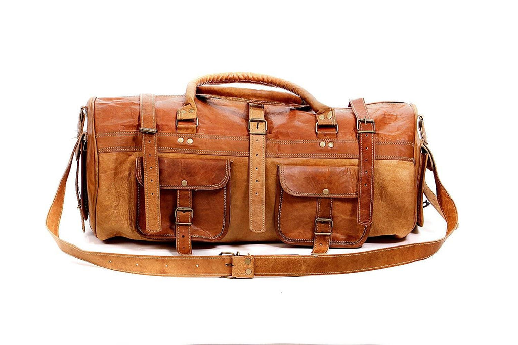 Craftshades – Multiple Pockets 24 Inch Handcrafted Leather Duffle Bag | 100% Genuine Leather