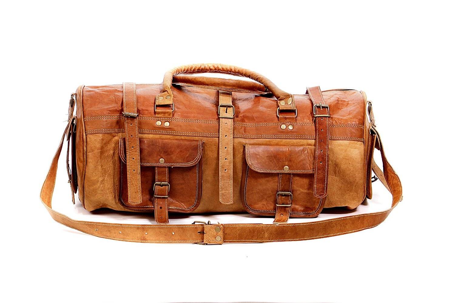 Craftshades – Multiple Pockets 24 Inch Handcrafted Leather Duffle Bag | 100% Genuine Leather