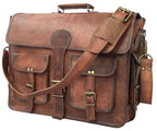 Craftshades – 15″ With Pocket Handcrafted Messenger Goat Leather Bag (Brown) | 100% Genuine Leather