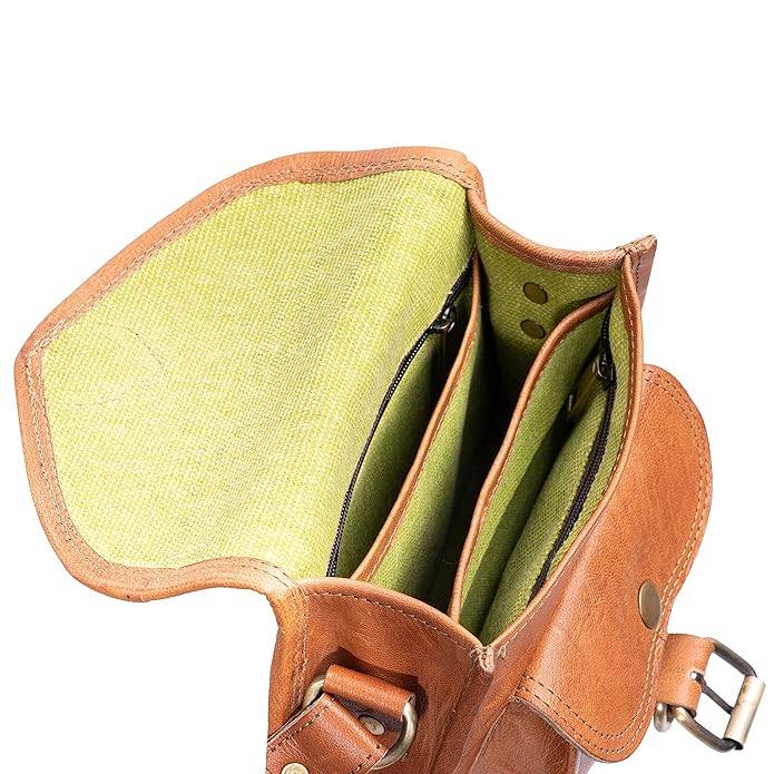 Craftshades - 7*9 Inches Crossbody Handcrafted Small Goat Leather Unisex Sling Bag| 100% Genuine Leather